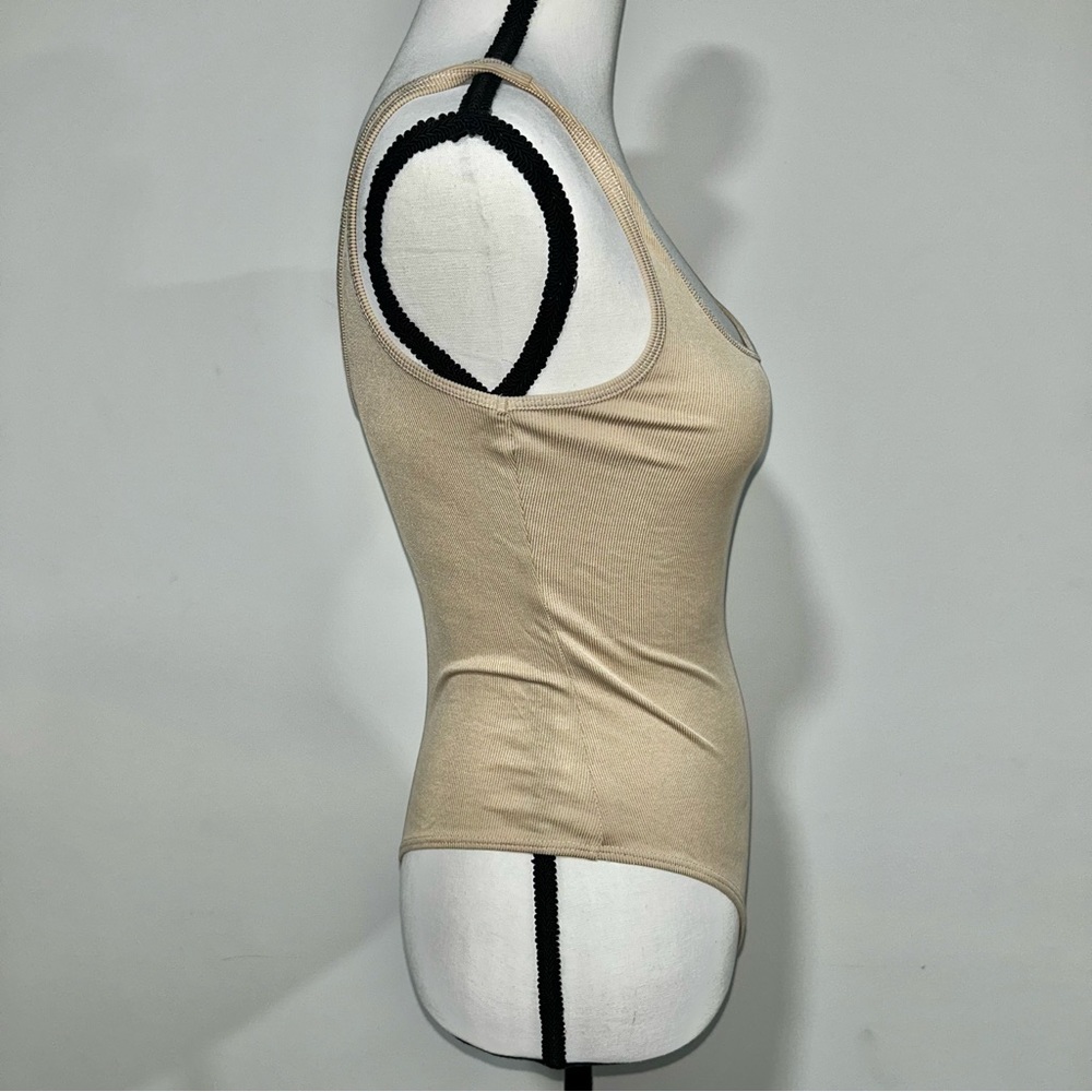 Lulu’s Cream Ribbed Square Neck Bodysuit - Picture 7 of 8